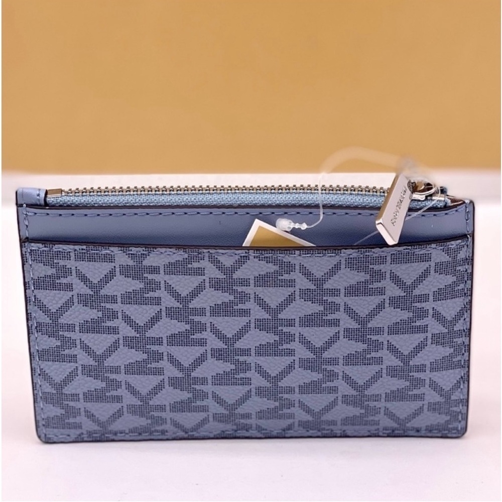 Michael Kors Medium Top Zip Card Case Wallet Coin Pouch pale Blue - Picture 6 of 14